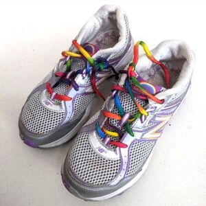 New Balance rainbow sneakers shoes, girls 3